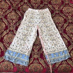 Joie Linen Cropped Border Print Pants